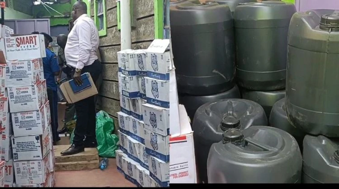 Police nab counterfeit liquor, 260 litres of ethanol in raid at a  residential house in Kirinyaga