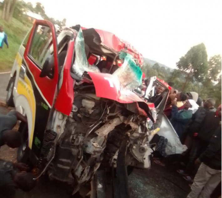 Five people killed after a matatu hit a trailer on the Kisii - Nyamira highway