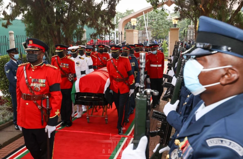 What the elaborate military rituals around Kibaki’s final journey symbolize