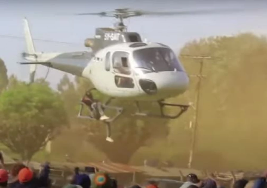 Drama as man hangs on CS Munya's chopper in Meru